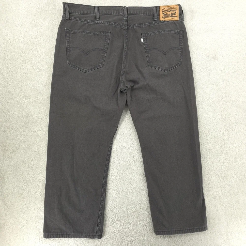 Levis 505 Jeans Mens 40x30 Gray Dark Wash Regular‎ Fit Straight Denim Casual